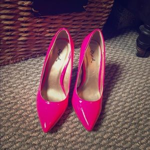 Pink neon heels Cupid brand, size 7