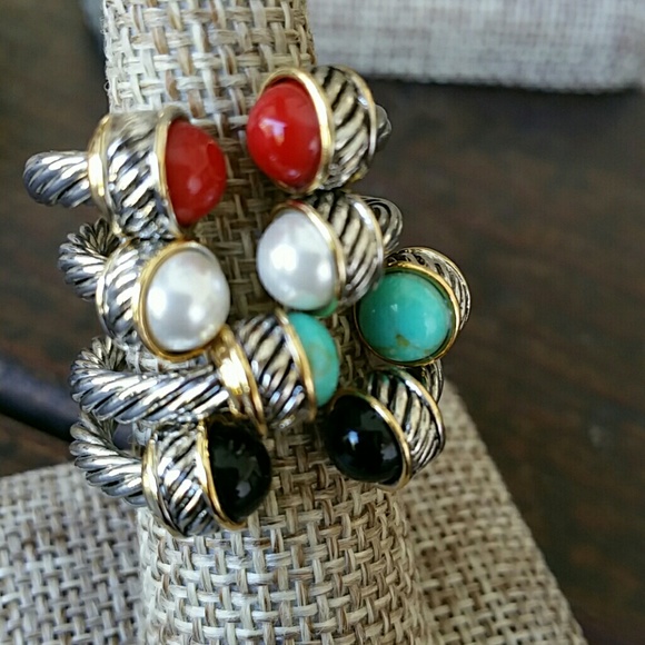 Rhodium cable stackable rings - Picture 2 of 4