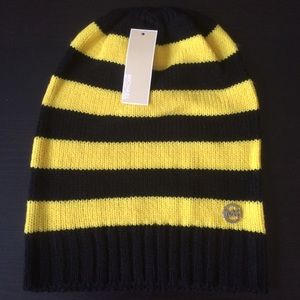 Yellow/black stripe Michael kors beanie