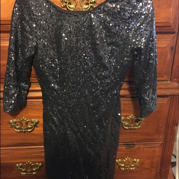 Navy Blue Sequined Cocktail Dress
