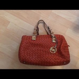 Orange Woven Leather Michael Kors Satchel Purse
