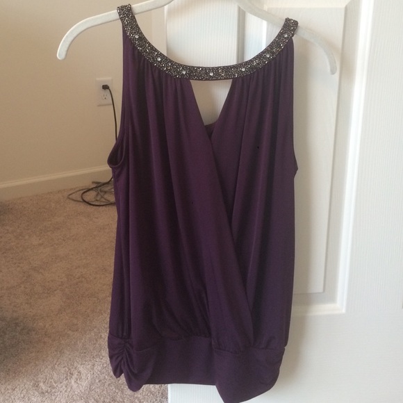 Express purple tank with beaded top