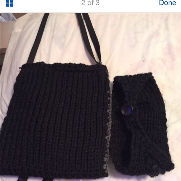 Black crochet pocket book and head band - Picture 2 of 3