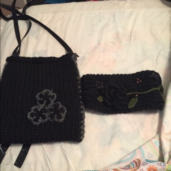 Black crochet pocket book and head band - Picture 3 of 3