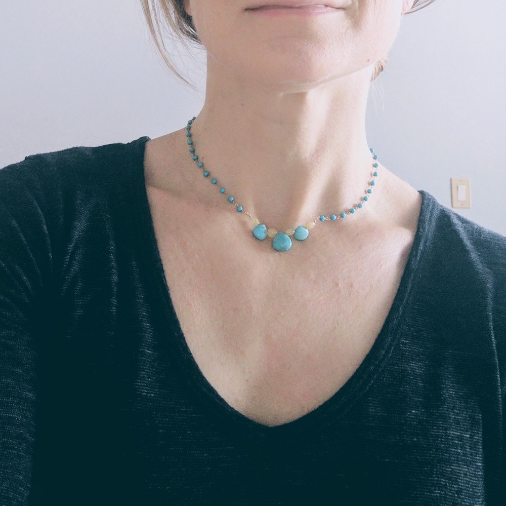 Sleeping beauty turquoise and sapphire necklace