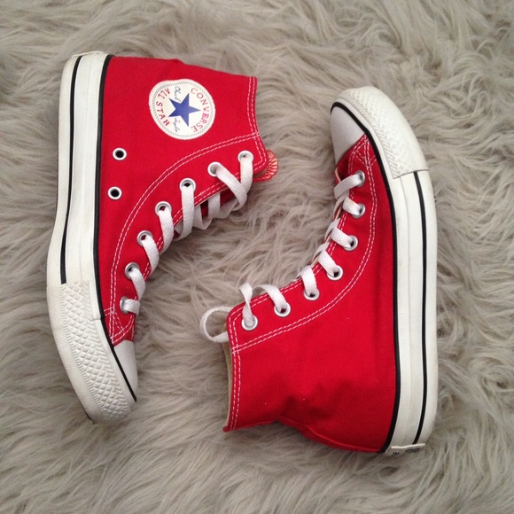 Converse Shoes - Red Converse 'Chucks' Hi-Top Shoes