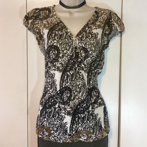 Calvin Klein drawstring neckline top EUC.