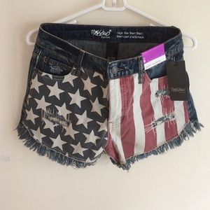 Brand New Women's American Flag Jean Shorts