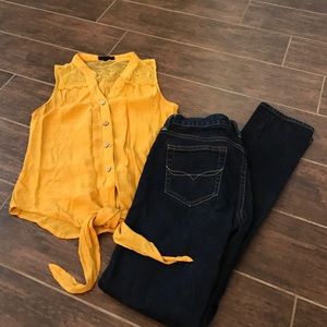 Mustard tie top