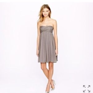 J Crew grey chiffon strapless dress 12