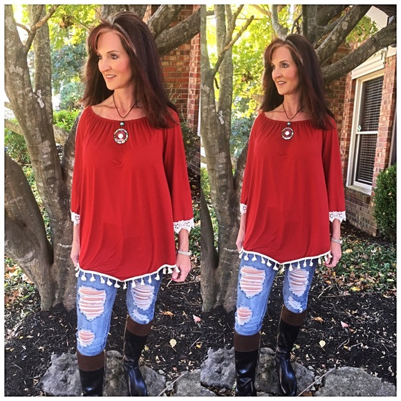 🔽🔽bogo Plus Size  Rusty & Ivory off the shoulder