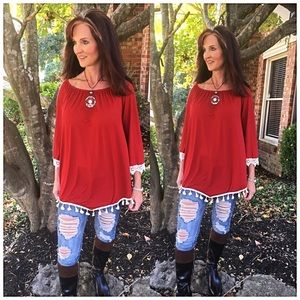 🔽🔽bogo Plus Size  Rusty & Ivory off the shoulder