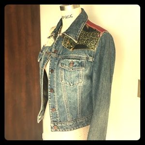 Vintage GAP denim jacket with Asian silk patchwork
