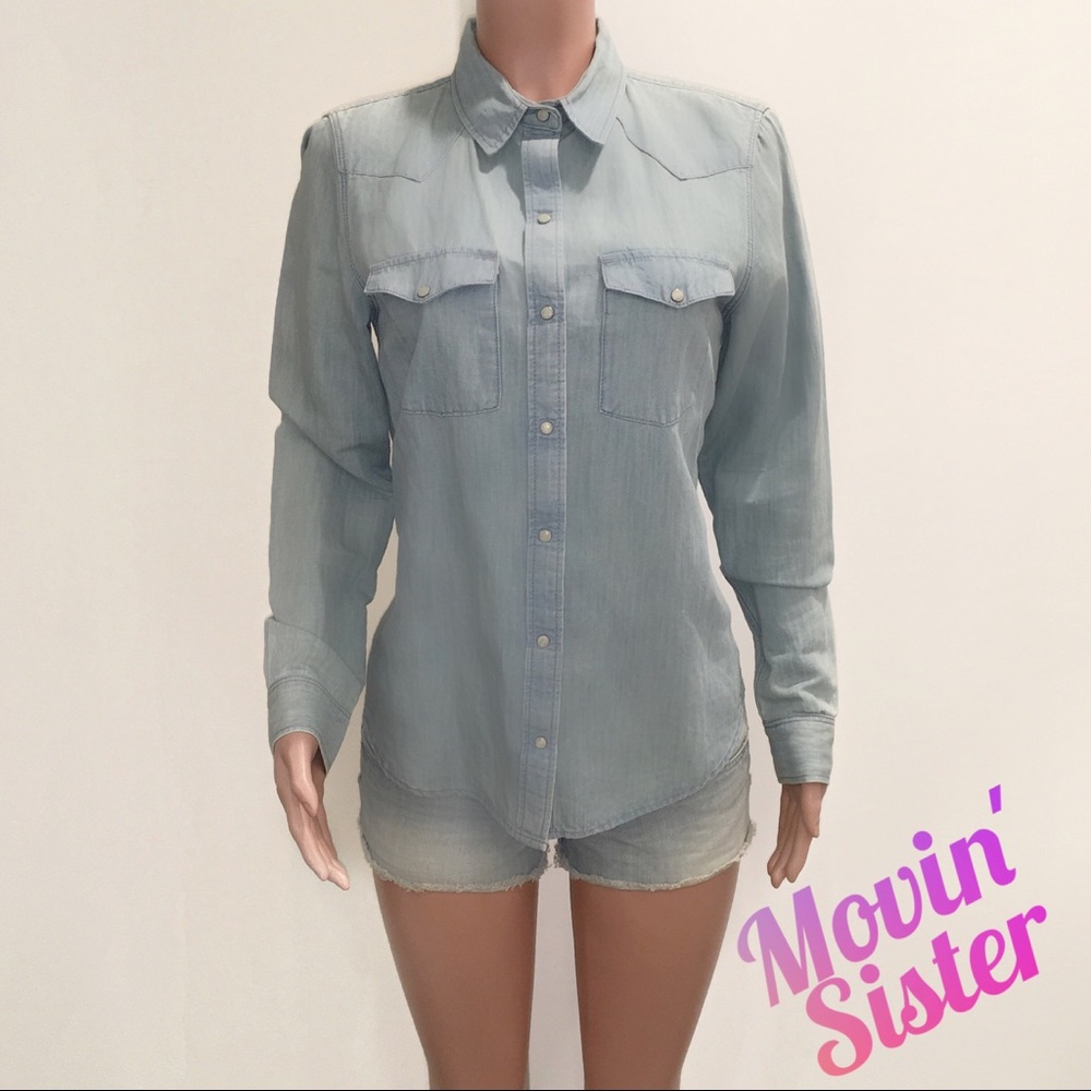 Zara Women Premium Collection Shirt, SZ L, Denim