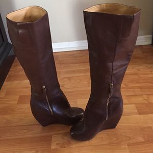 Nine West wedge leather boots Size 9.5 Nine West wedge leather boots Size 9.5