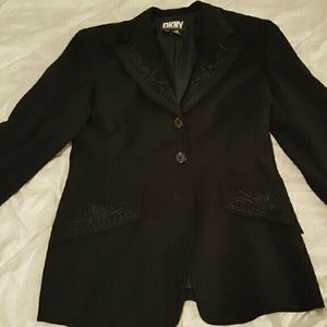 DKNY embroidered black blazer size 6