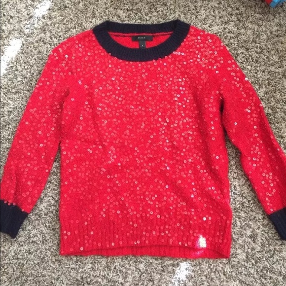 J. Crew Red Sequin Sweater