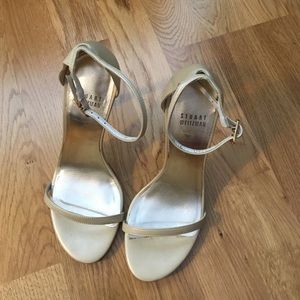 Light Gold Stuart Weiztman Strappy Stiletto Heel