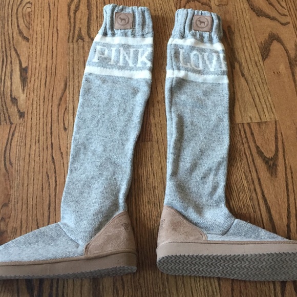 Grey PINK sock boots
