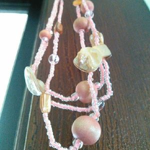 3 in 1 pink iridescent necklace