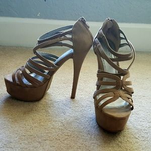 Aldo Strappy Nude Sandal Heels