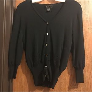 Black cardigan with beading detail at bottom front