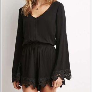 Super cute black lace long sleeve romper