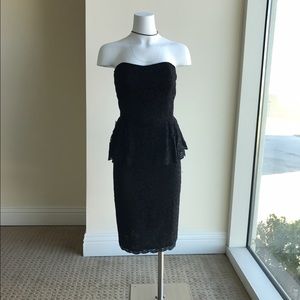 Ann Taylor Black Strapless Ruffles Dress