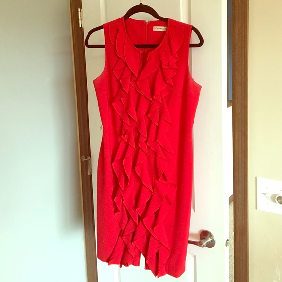 Red Front Ruffle Dress - Picture 1 of 2