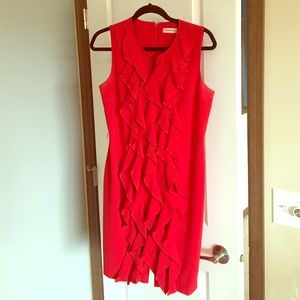 Red Front Ruffle Dress