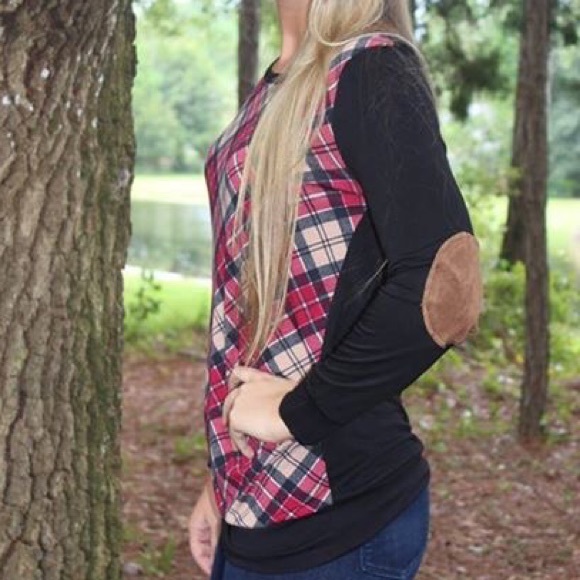 Boutique patch sleeve sweater top