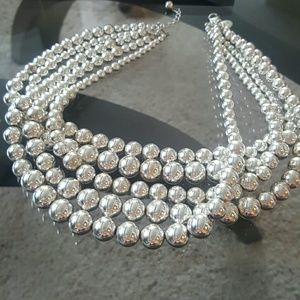 Silver Twist Beaded Necklace
