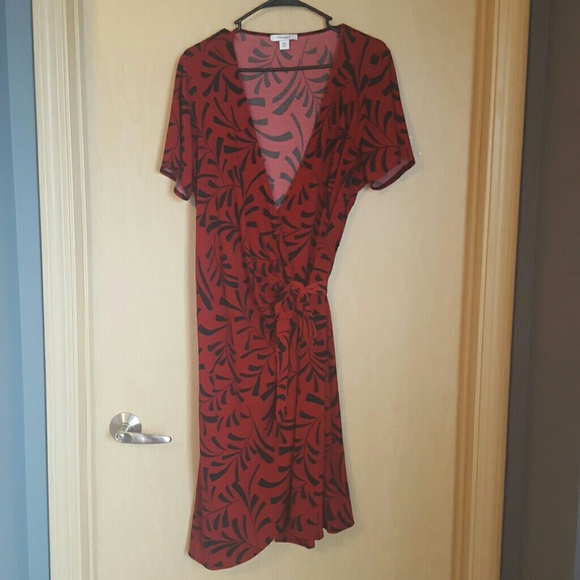 Red and Black Wrap Dress