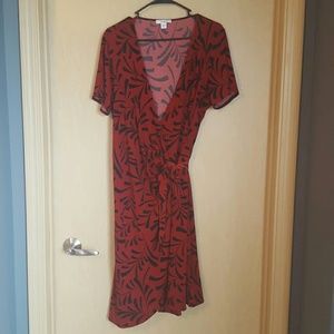 Red and Black Wrap Dress