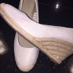 Espadrille Wedge Creamy Golden Glimmer Canvas, 7