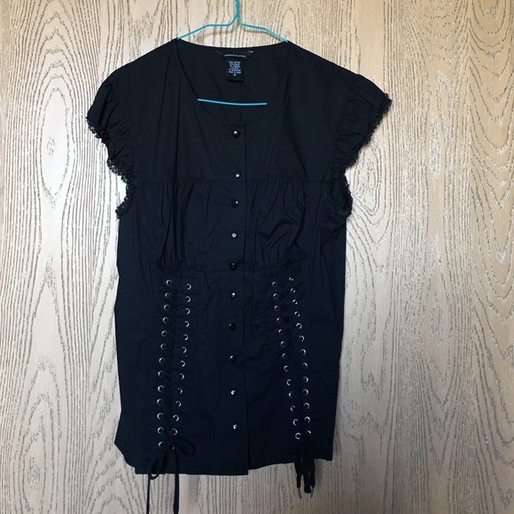 Button Up Sexy Lace Up Top