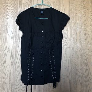 Button Up Sexy Lace Up Top