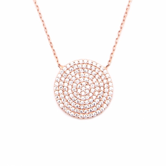 Small Rose Gold Disc Necklace. - Picture 1 of 2