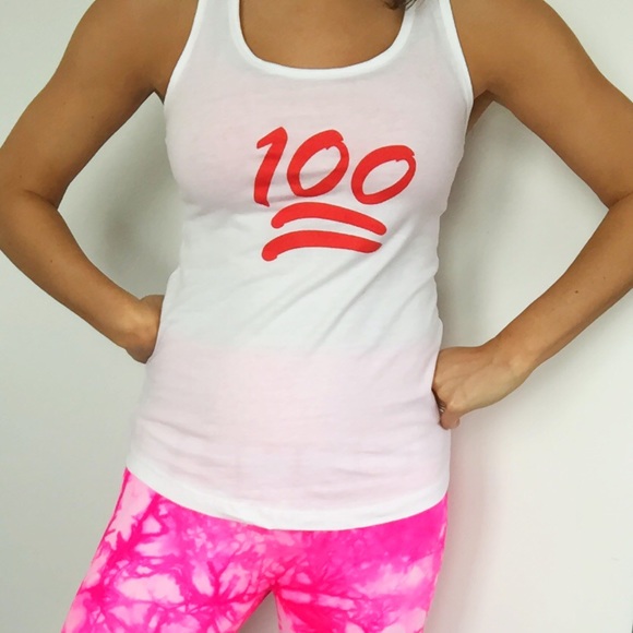 ๐ฏ 100 Racerback Workout Graphic White  Tank Top - Picture 3 of 4