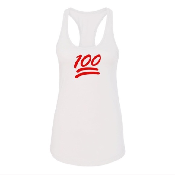 ๐ฏ 100 Racerback Workout Graphic White  Tank Top - Picture 2 of 4