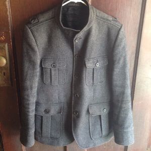 Men's ZARA charcoal gray military-style coat