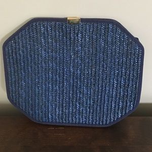 Navy Blue rattan clutch