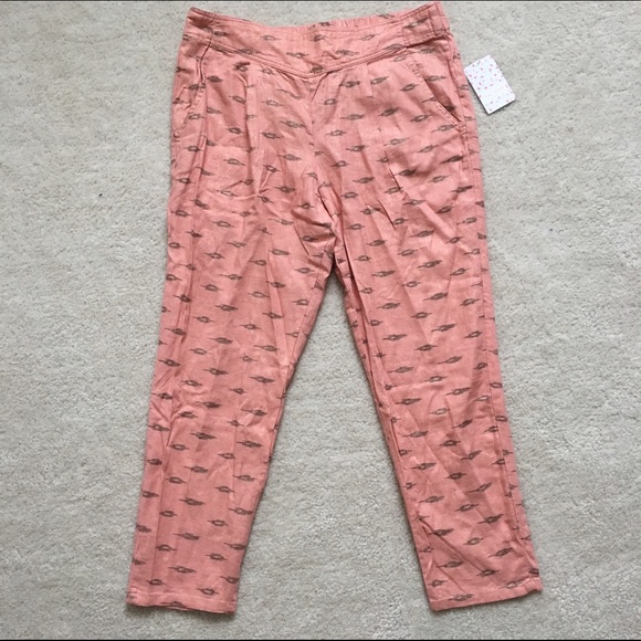 NWT Free People Peach Linen Trouser Pants Size M - Picture 2 of 4
