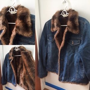Vintage Faux Fur Lined Denim Jacket