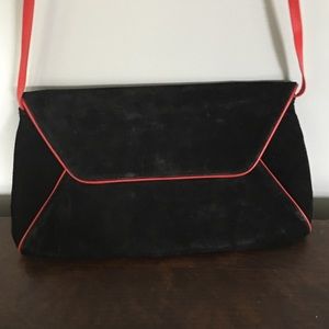 Black suede shoulder bag