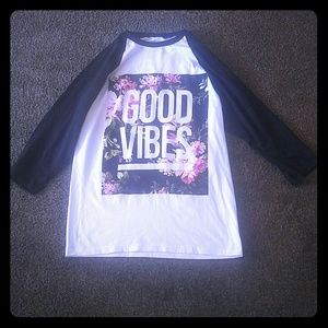 Good vibes baseball sleeve shirt