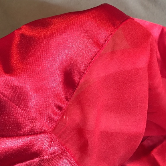 Holiday alert !! Red sheer wrap w/red satin trim. - Picture 2 of 3