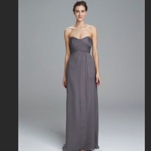 Grey strapless crinkle chiffon gown. Worn once!!