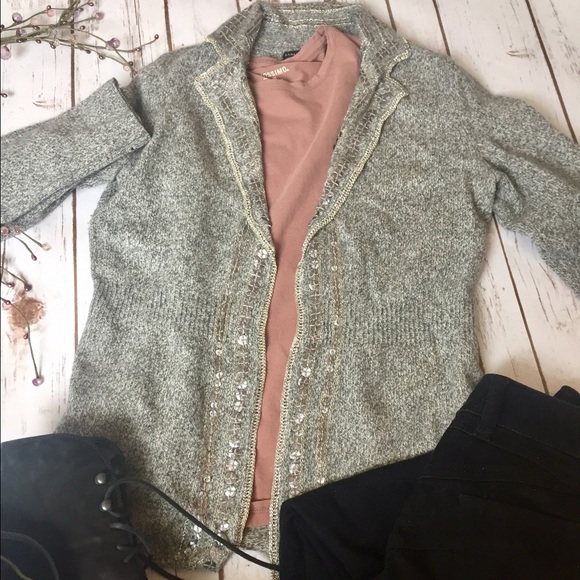 Banana Republic Sequined Gray Cardigan - Picture 2 of 6