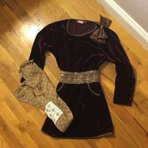 Girl's Burgundy Velvet Holiday Dress.